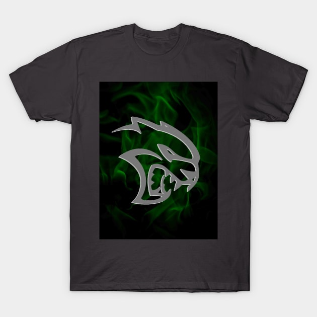 Hellcat Green Flames T-Shirt by jackofdreams22